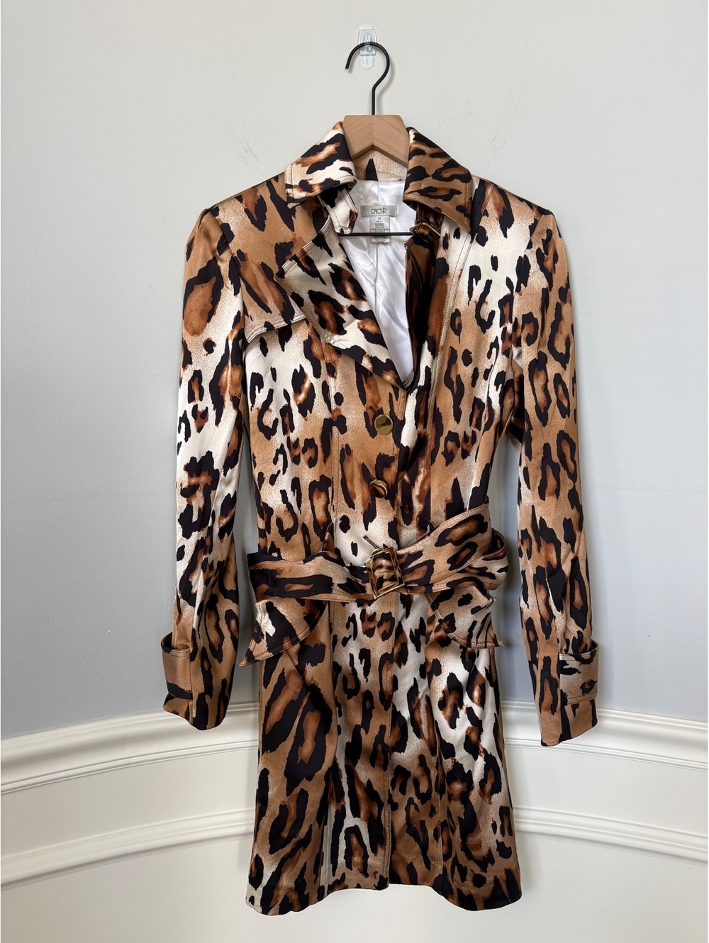 Vintage Caché Leopard Print Long Sleeve Wrap Dress - Size XS